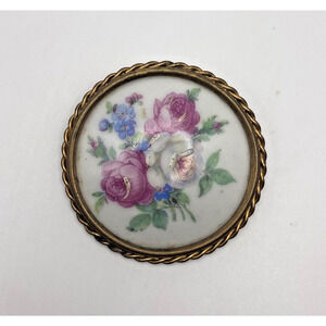 Vintage Signed Limoges Large Floral Costume Brooch Jo Bary France READ